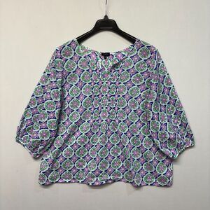 Talbots Women 3/4 Sleeve Blouse Top Shirt Size 2XP 2X Petite Floral C034 -18